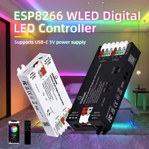 ESP8266 WLED LED Controller USB-C DIY Lighting App Control Work with Alexa Easy Wiring for RGB IC Ad