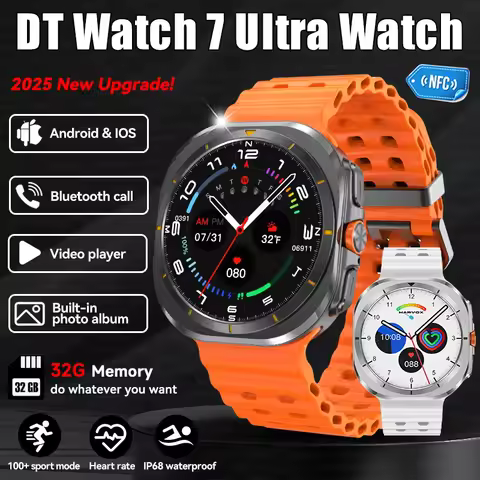 2025 New DT Watch 7 Ultra 47mm AMOLED SmartWatch 32GB Memory Local Music 3D Menu NFC GPS Compass BT 