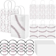 PH PandaHall 16pcs Baseball Party Favors Bags, 2 Style Baseball Gift Bags with 16 Adjustable Acrylic