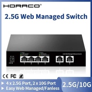 HORACO 2.5G Web Managed Switch 4 Port 2500Mbps and 2 Port 10G Smart Managed Ethernet Network Switch 