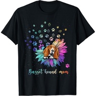 Sunflower Basset Hound Mom Tie Dye Dog Lover Gift Unisex T-Shirt