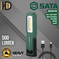 SATA Battery Rechargeable Folding Work Light 500 Lumen / SATA Flashlight 500 Lumen / 90619