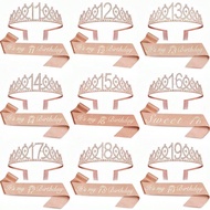 2pcs/Set Birthday Sash And Tiara For Women Including Birthday Crown,It's My Birthday 11th 12th 13th