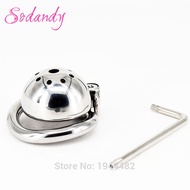 SODANDY 2018 Super Small Male Chastity Devices Stainless Steel Mens Cock Cage Metal Penis Locking Cock Ring Bondage CBT