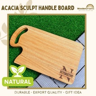 Personalized Acacia SCULPT HANDLE Board | Serving, Cheeseboard & Chopping Board (Laser Engraving)