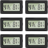 Rojuna Mini Thermometer Hygrometer, 6-Pack Large Number Fahrenheit LCD Display Digital Temperature Humidity Meters Gauge Indoor for Greenhouse, Garden, Cellar, Fridge