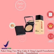 Omg Package two way cake & Omg Liquid Foundation Makeup Set Powder + Foundation