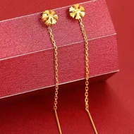 916 Gold Snowflake  Long Drop Earrings/Snowflake Women's Earrings gold 916