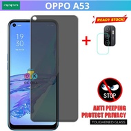 LAYAR 2in1 - Tempered Glass Anti Spy Oppo A53 TG Anti-Scratch Camera Screen Privacy Screen Protector