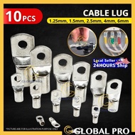 [10PCS] CABLE LUG SC Copper Conduct Terminal Ring Tin Copper Plated Battery Silver Cable Lug 1.25mm 
