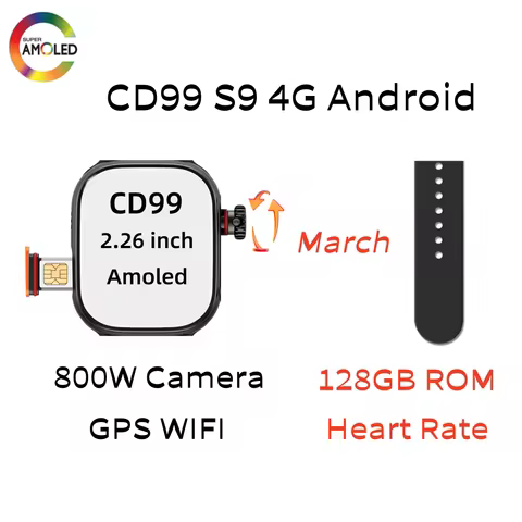 Original CD99 S16 S9 Smart Watch 2.26 inch Amoeld 8GB RAM AMOLED Wifi GPS 128GB ROM Position APP Dow