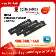 【จัดส่งฟรี】Kingston HyperX FURY 4GB/8GB 16GB DDR4 2400/2133/2666Mhz 288Pin 1.2V PC4 DIMM RAMหน่วยควา
