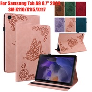 For Samsung Galaxy Tab A9 8.7'' 2023 Cute Embossed flower PU Leather Tablet case for Samsung Tab A9 8.7 inch SM-X117 X115 X110 Case