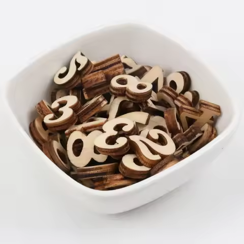50pcs Mixed 0-9 Handmade Crafts Natural wooden number decoration Wood number Craft Flatback Scrapboo
