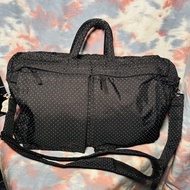 85% new head porter blackbeauty dot 2way duffle bag 黑色尼龍波點拉鏈兩用旅行袋 側揹袋 斜揹袋