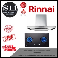 Rinnai RH-C91A-SSVR Electronic touch control Chimney Hood + Rinnai RB-72G 2 Burner Built-In Hob Schott Glass (Black) Top Plate*BUNDLE DEAL - FREE DELIVERY
