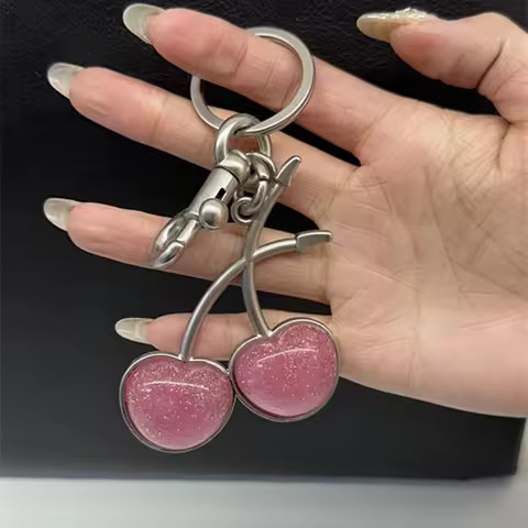 Bag Charm For Goyard LV Handbags Shoulder Bags Pink Crystal Cherry Pendant Exquisite Keychain Access