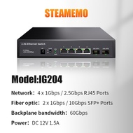 STEAMEMO 2.5G 4 Port Ethernet Switch 10G SFP+ Network Switch None POE Switch with 2*10G SFP+ Port fo