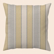 1pc Simple Mustard Striped Print Throw Pillow Cover - Decorative Cushion Cover With Zipper, Machine