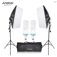 ღAndoer Photography Studio Cube Umbrella Softbox Light Lighting Tent Kit Photo Video Equipment 2 * 135W Bulb 2 * Tripod Stand 2 * Softbox 1 * Carrying Bag for Portrait Product