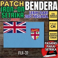 Indojersey Patch Flag FIJI Iron-On Canvas Sublimation Square Box 7 x 4.5 cm T-Shirt Jersey Jacket Ha