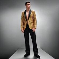 Men's Gold Sequin Blazer Glamorous Disco Style Regular Fit Long Sleeve Lapel Button Jacket For Parti