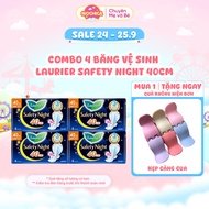 [COMBO 4] Laurier Safety Night Super Safe Night Sanitary Napkin 40cm 4 pieces-Mochica