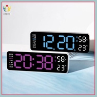 HWSJ Wall-mounted Electronic Wall Clock Temperature Multi-functional Digital LED Clocks Calendar Display Table Clock for Bedroom