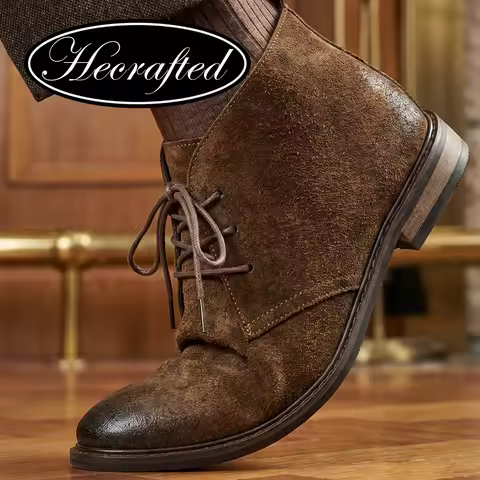Genuine Leather Desert boots Natural Cow Suede leather Men Chukka Boots Fashion Comfortable Brand An