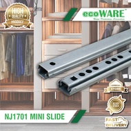 ecoWARE NJ1701 Mini Slide Side Mounted Drawer Slide Keyboard Drawer Rail Full Extension Drawer Slide