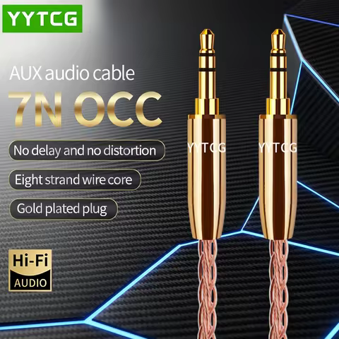 Aux Cable Jack 3.5MM To 3.5MM Audio Cable 7N OCC HIFI 3.5mm Aux Audio Cable Hifi Stereo for Headphon