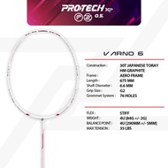 PROTECH Badminton Racket - Varno 6 White (4UG2) (MAX 35LBS) (FREE String + Grip + Bag)