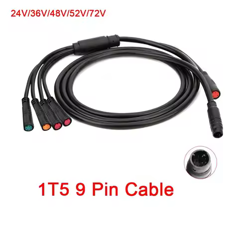 JULET 1T5 9-Pin Waterproof Cable Controller Lamp Brake Thumb Throttle Display Cable Bicycle Conversi