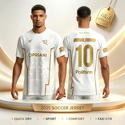 2026 New ITALY Ronaldinho Limited Edition Football Jersey No.10 Retro Soccer Shirt Gold White Fan Co