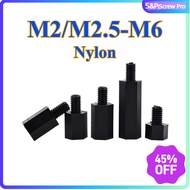 Nylon PCB Standoff M2 M2.5 M3 M4 M5 M6 Black Hexagon Plastic Spacer Male to Female Screw [XM-ML-1]
