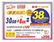 MORE Mobile 現代移動 360日38GB (CSL網絡）上網數據卡 + 最高3333 通話分鐘 4.5G LTE 本地數據儲值卡 售65