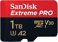 SanDisk Extreme Pro microSDXC UHS-I Memory Card with SD Adaptor, 1TB, V30, U3, C10, A2, 200MB/s R, 140MB/s W, Multicolor (SDSQXCD-1T00-GN6MA)