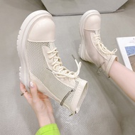 Summer Women's White Martin Boots 2022 New Breathable Hollow Mesh Boots for Women Platform Cool Ankle Boots Summer Shoes