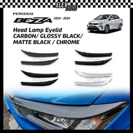 Perodua Bezza 2020 - 2023 Headlamp Eyelid Eyebrow Carbon Chrome Trim Cover Accessories Gearup Bodyki