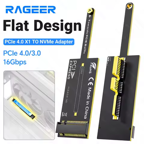 RAGEER PCIe 4.0 X1 to NVMe Expansion Card 16Gbps Flat Obstruction-Free Mini Design for M.2 2280 SSD 