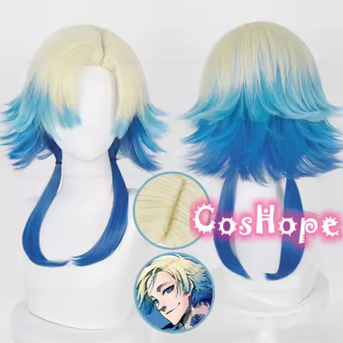 Michael Kaiser Cosplay Wig Yellow Blue Gradient Wig Cosplay Anime Cosplay Wigs Heat Resistant Synthe