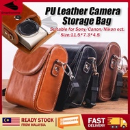 READY✨Digital Camera Storage Bag For Canon/Fujifilm/Nikon/Sony Mini PU Leather Camcorder Case with S