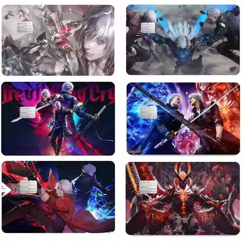 GAME Devil May Cry 100% Hot Sale Amine Credit Debit Bank Card Bus Card Film Skin Sticker 1 Set Of 4 