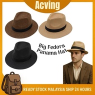 ACVING Fedora Straw Cowboy Hat Outdoor Sunshade Rider Breathable Cool Flat Brim Straw Men's Hat Suns