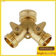 Heavy Duty Brass 2 Way Garden Tap Splitter Y Hose Splitter 3/4" Tap Hose Connect