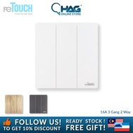 HAG® SIRIM Ultra Rimless reTOUCH 16A 3 Gang 2 Way Switch – M032