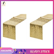 [xinhuan75l.] 2 Pack Sequin Table Runner Gold 30.5 X 275cm Glitter Gold Table Runner Birthday Party 