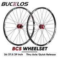 ☪BUCKLOS Bicycle Wheelset 26/27.5/29 inch Mountain Bike Wheel Quick Release Carbon Hub Front Rea ☍⚕
