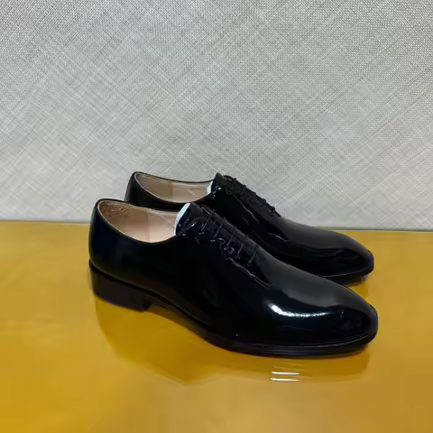 Luxury Men's Black Patent Leather Oxford Shoes Red Bottom Formal Business Dress Shoes Red Bottom Wed