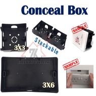 Pvc Electrical Conceal Box Black Box Base Joint Single Double Kotak Suis Stackable Conceal Box